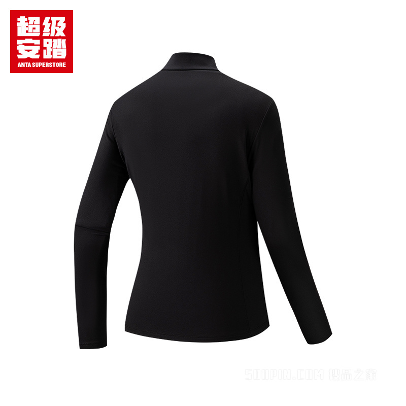 超级安踏跑训女子轻暖绒抗菌长袖针织衫