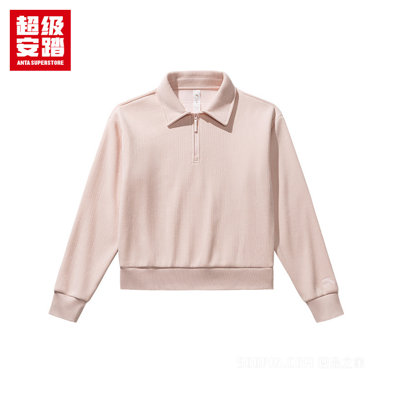 超级安踏潮流文化女子密暖绒套头卫衣