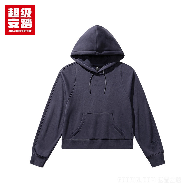 超级安踏潮流文化女子密暖绒连帽卫衣