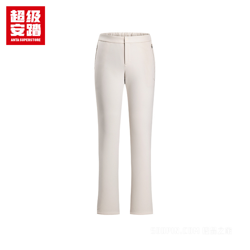 超级安踏跑训女子轻暖绒防泼水梭织运动长裤
