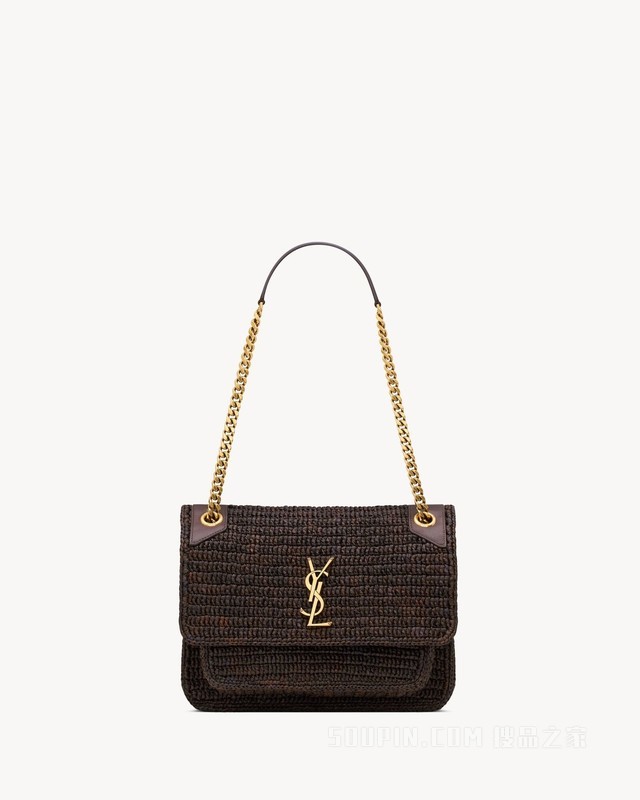 NIKI中号拉菲草手袋