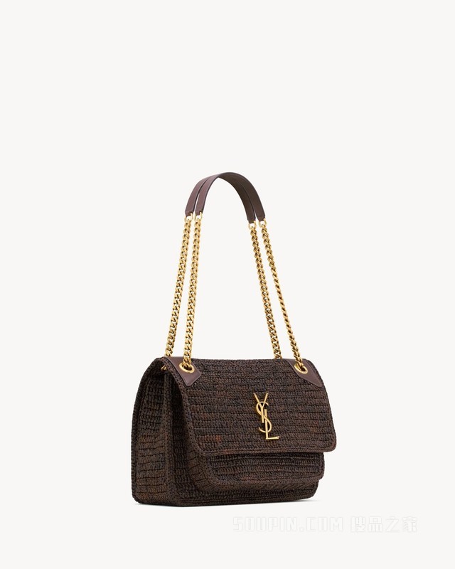 NIKI中号拉菲草手袋