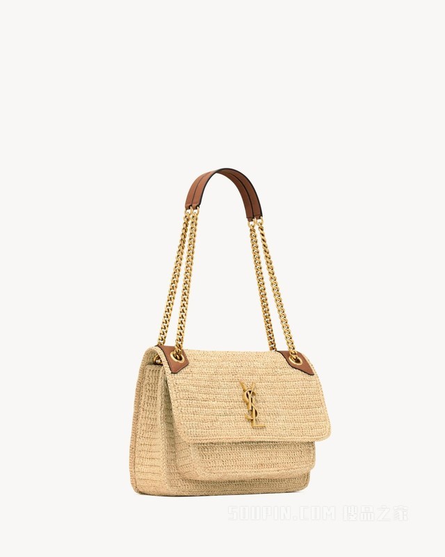 NIKI中号拉菲草手袋