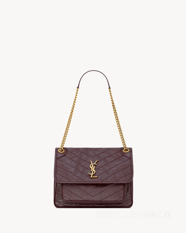 NIKI中号复古皮革手袋