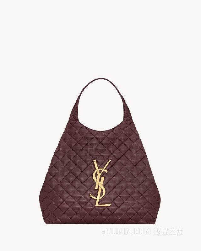 ICARE绗缝羊皮革加大号购物袋