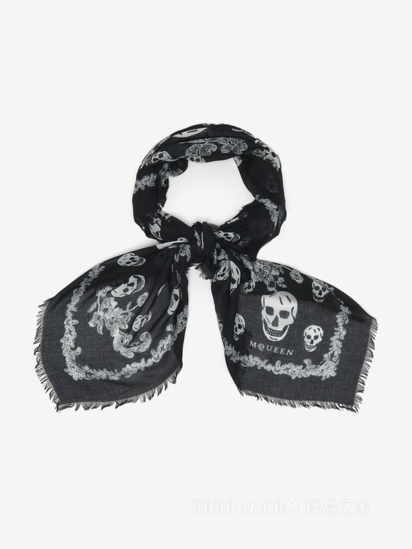 蕾丝肋骨Skull丝巾