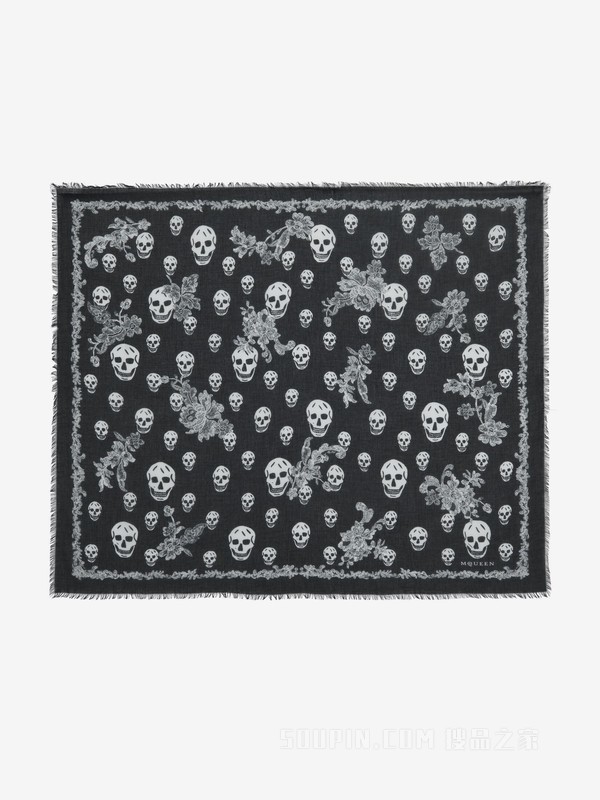 蕾丝肋骨Skull丝巾