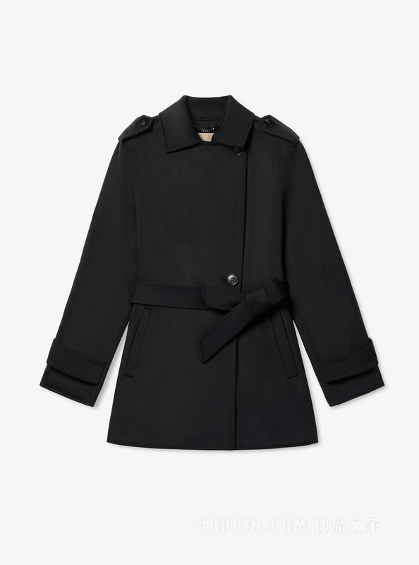 中短款束腰羊毛大衣