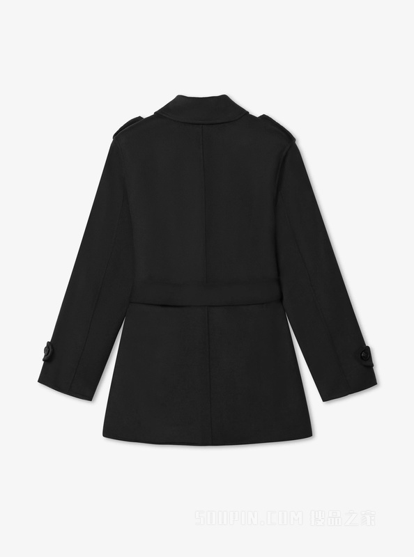 中短款束腰羊毛大衣