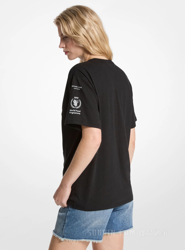 印花亚麻棉质针织T恤