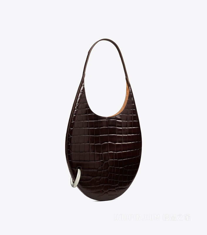 穿孔式鳄鱼纹包 深可可色