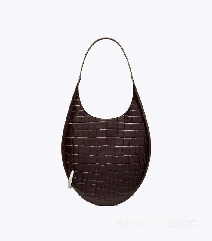 穿孔式鳄鱼纹包 深可可色
