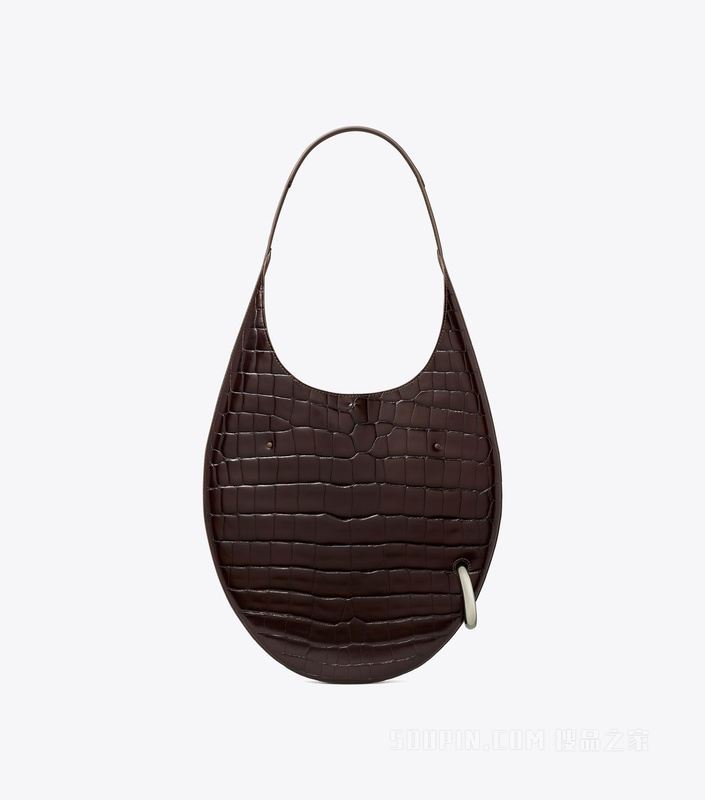 穿孔式鳄鱼纹包 深可可色