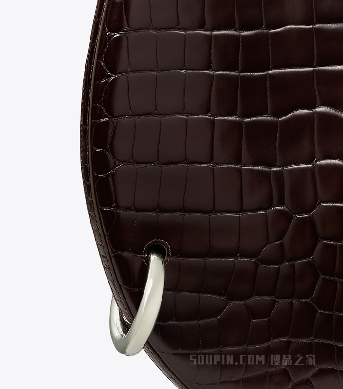 穿孔式鳄鱼纹包 深可可色