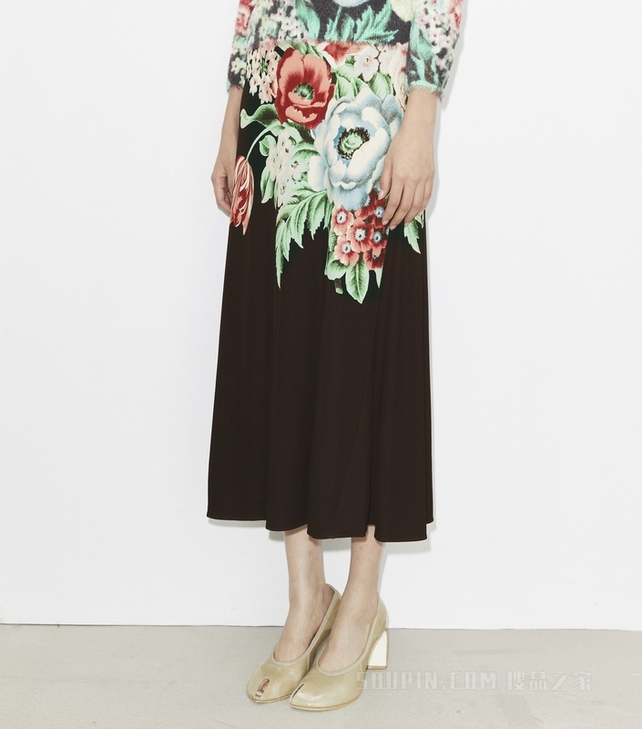 印花针织半身裙 棕色调