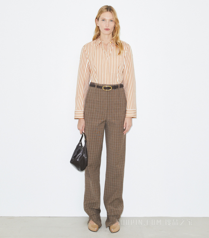 喇叭袖棉质衬衫 黄色