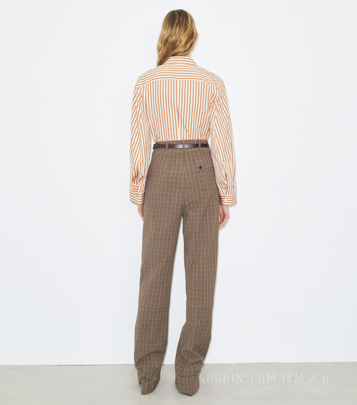 喇叭袖棉质衬衫 黄色