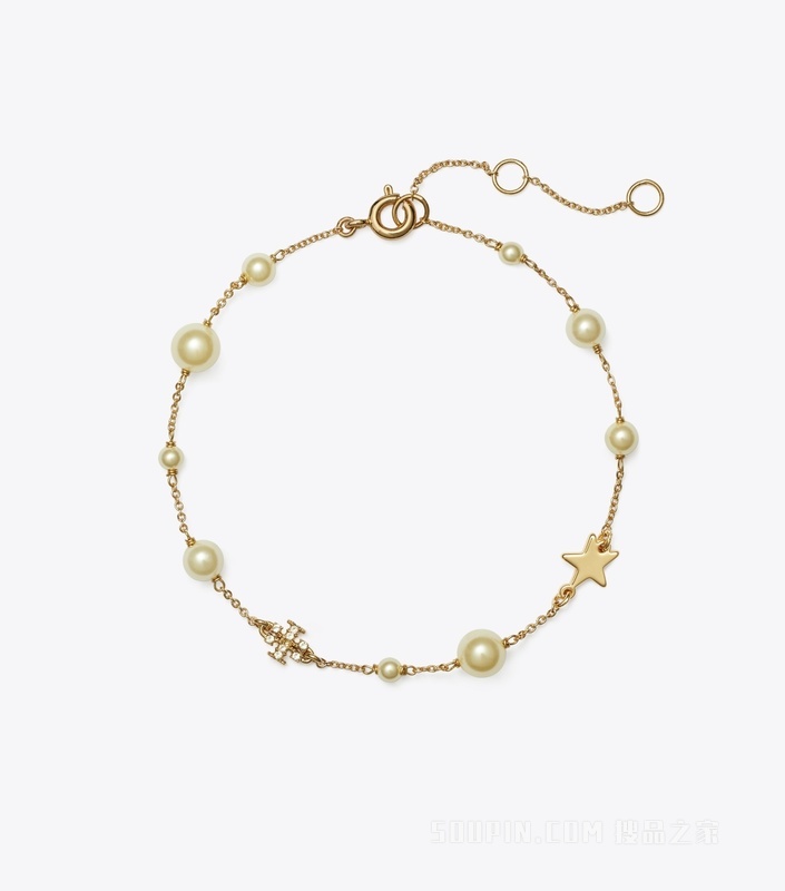 精致 Moondance 星星手链 Tory 金/水晶色/珍珠色