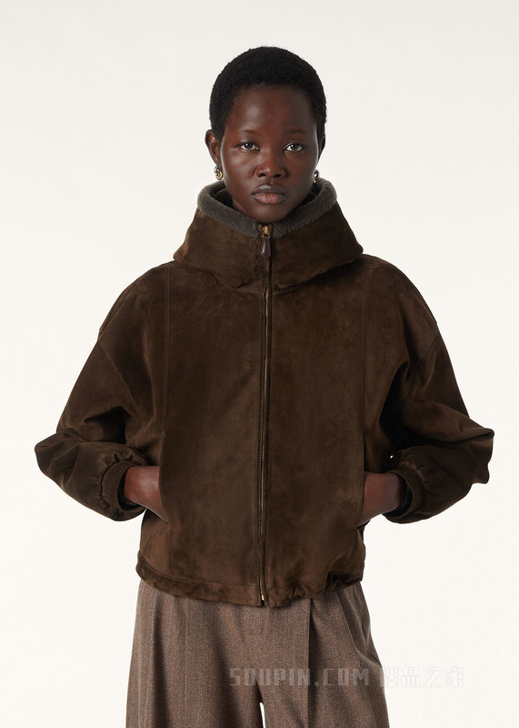 Mikael女士飞行员夹克 小牛皮