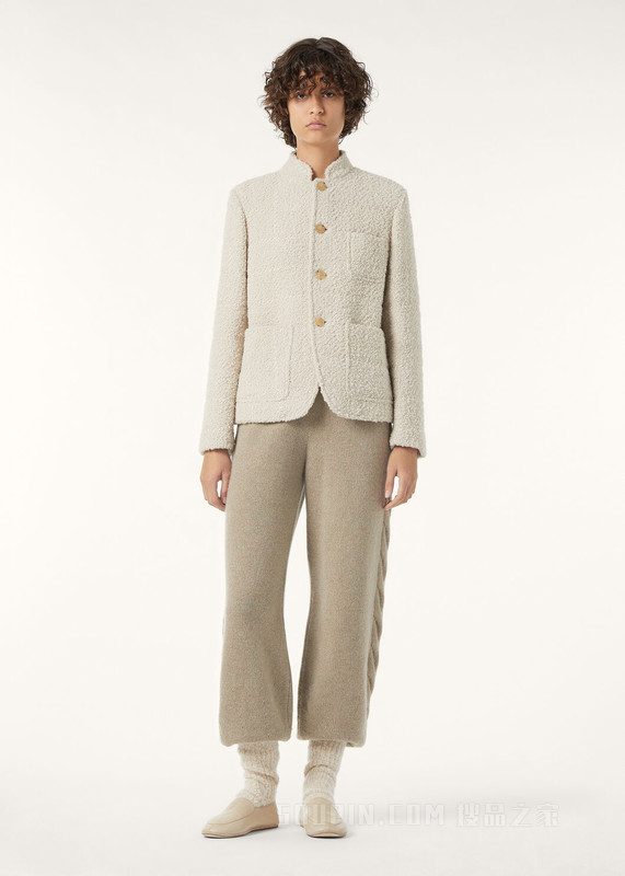 Spagna Mini女士夹克 羊驼毛, 亚麻, 桑蚕丝, 初剪羊毛, 羊绒