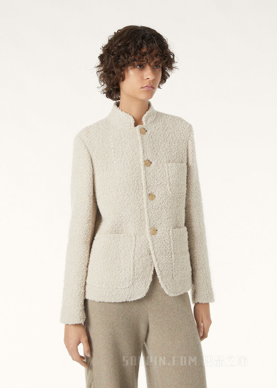 Spagna Mini女士夹克 羊驼毛, 亚麻, 桑蚕丝, 初剪羊毛, 羊绒