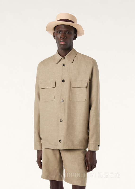 男士衬衫式外套 亚麻