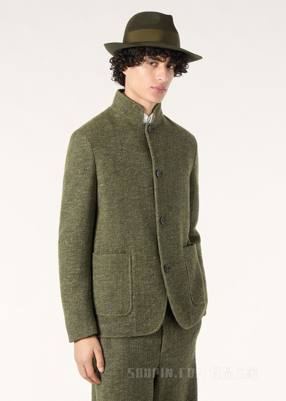 Spagna男士夹克 初剪羊毛, 桑蚕丝, 亚麻