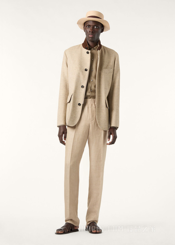 Roadster男士夹克 初剪羊毛, 桑蚕丝, 亚麻