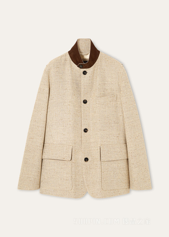 Roadster男士夹克 初剪羊毛, 桑蚕丝, 亚麻
