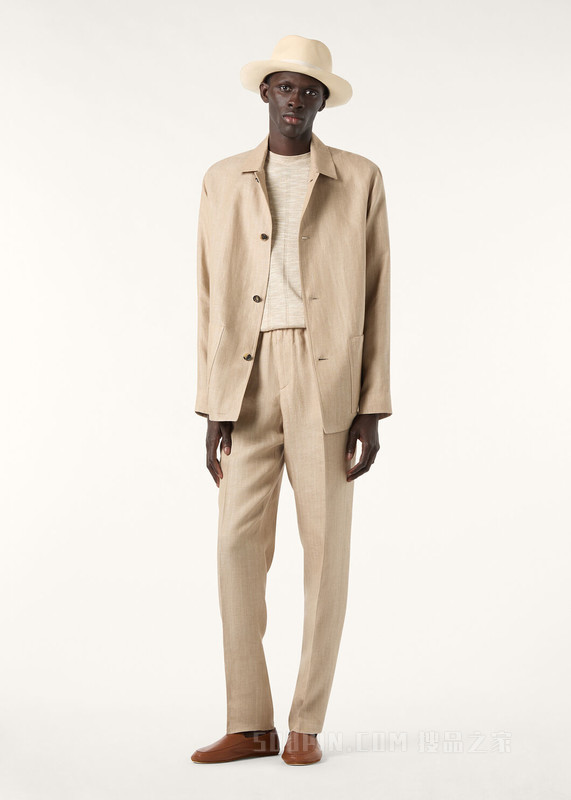 Mayreau男士圆领上衣 亚麻, 桑蚕丝