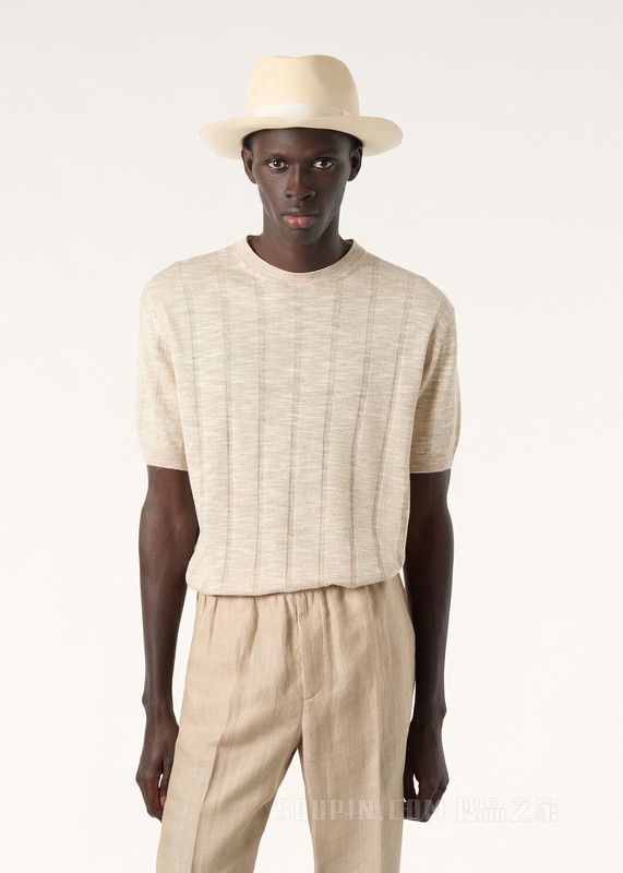 Mayreau男士圆领上衣 亚麻, 桑蚕丝