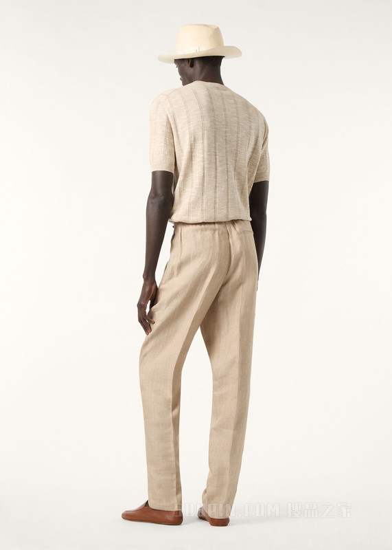 Mayreau男士圆领上衣 亚麻, 桑蚕丝