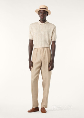 Mayreau男士Polo衫 亚麻, 桑蚕丝