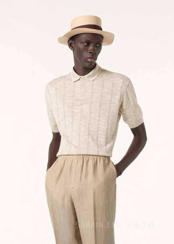 Mayreau男士Polo衫 亚麻, 桑蚕丝
