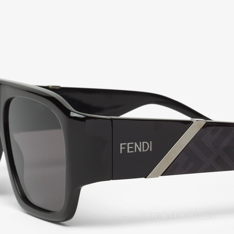 FENDI Diagonal 黑色醋酸酯材料太阳镜