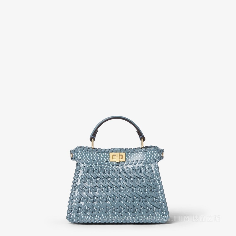Peekaboo ISeeU Petite 水星蓝交织皮革手袋