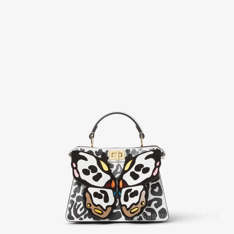 Peekaboo ISeeU Petite 大号Night Butterfly印花皮革手袋