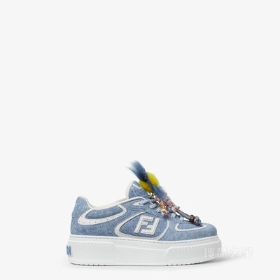 FENDI Match 浅蓝色牛仔面料效果绒面材质厚底低帮鞋