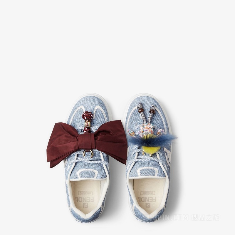 FENDI Match 浅蓝色牛仔面料效果绒面材质厚底低帮鞋