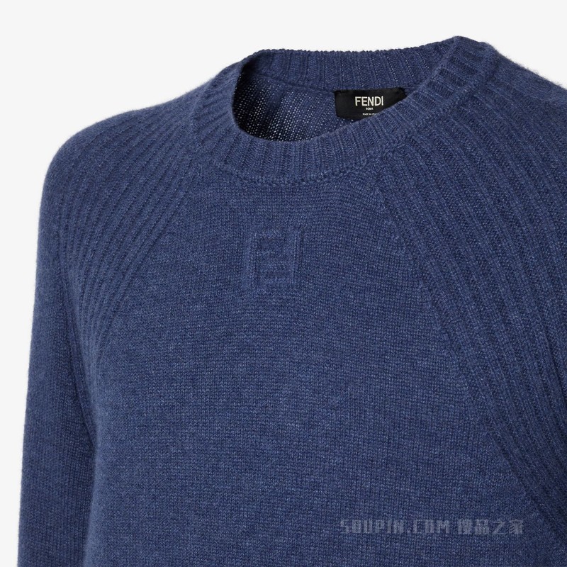 套头衫 蓝色羊绒毛衣