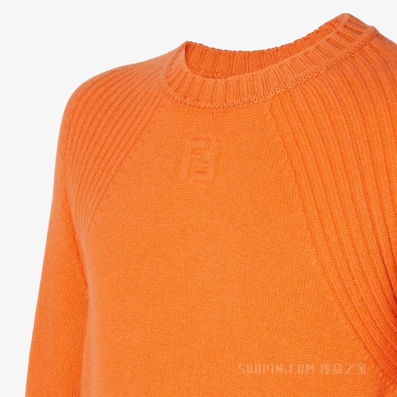套头衫 橙色羊绒毛衣