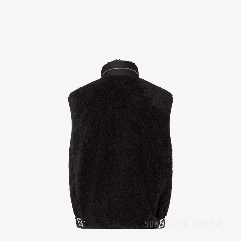 背心 黑色仿皮草背心