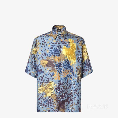 衬衫 拼色印花桑蚕丝衬衫