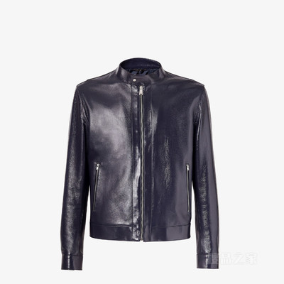 夹克衫 亮面蓝色皮革夹克衫