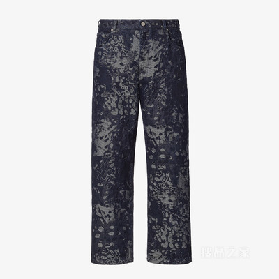 长牛仔裤 蓝色提花牛仔裤