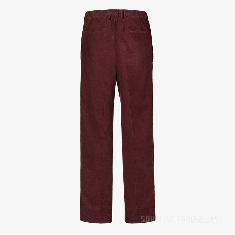 长裤 酒红色天鹅绒长裤