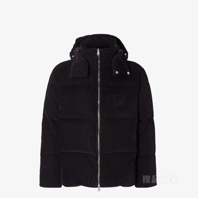 羽绒夹克 黑色灯芯绒羽绒夹克
