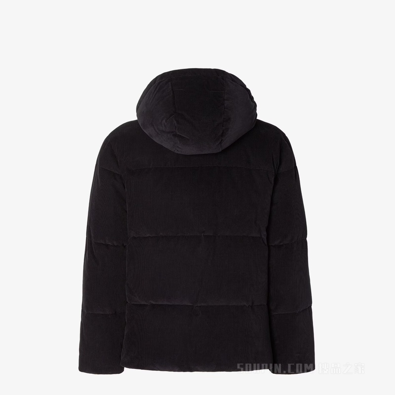 羽绒夹克 黑色灯芯绒羽绒夹克