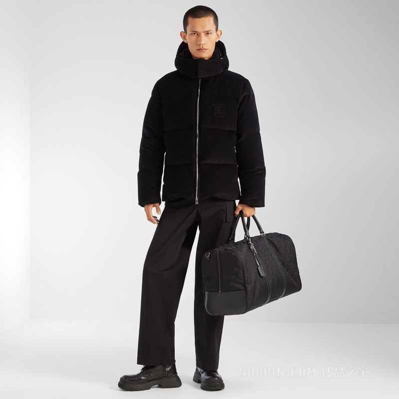 羽绒夹克 黑色灯芯绒羽绒夹克