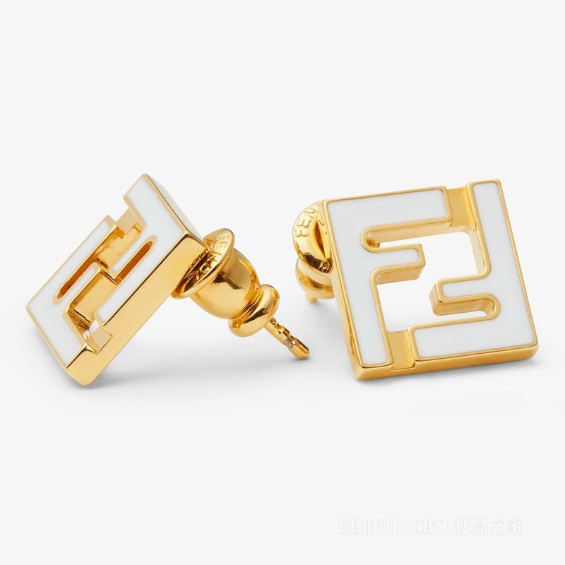 Forever FENDI耳环 金色金属和白色耳环